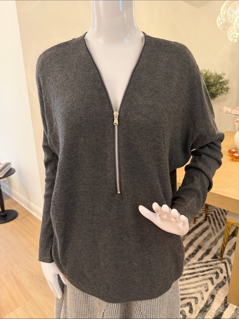 Democracy Charcoal Grey Textured Knit Top